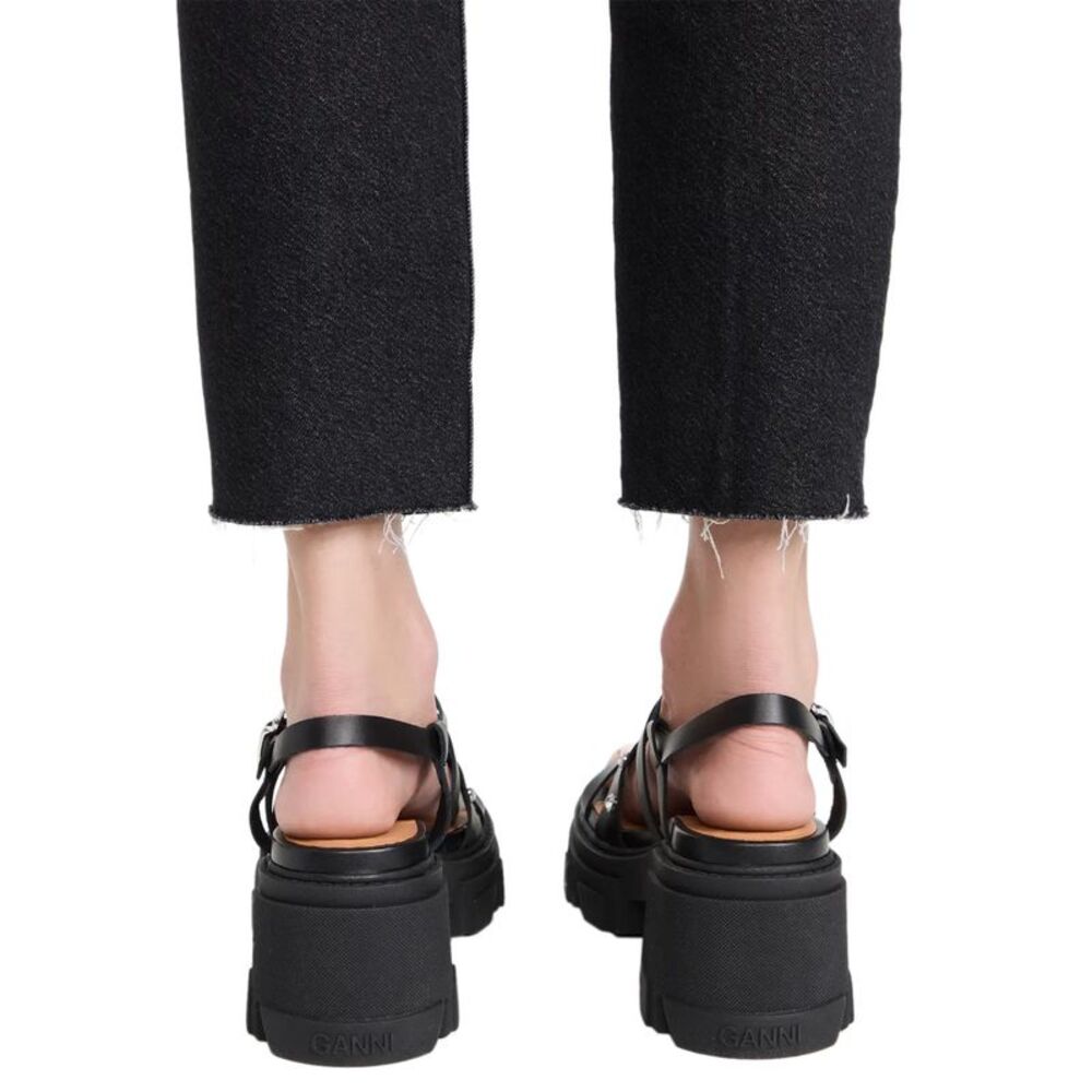 Ganni Womens Cleated Strappy Block Heel Sandals 39 Black - NIB $475 - Picture 7 of 7